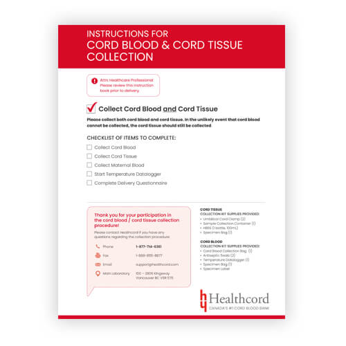 Healthcord Collector Cord Blood &Amp; Tissue Collection Instructions